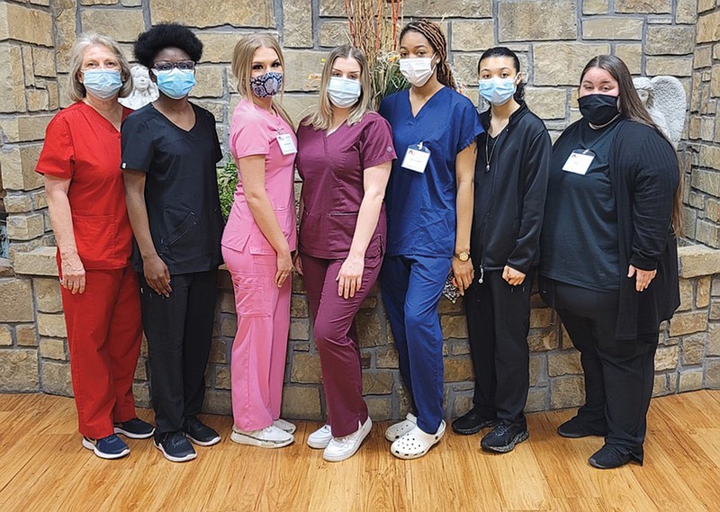  Pictured from left, 2021 AHS Nursing Assistant Program instructor Melba Hess and participants Tania Calloway, Aleia Schmidt, Liza Embry, Jasmyn Smith, Anna Moss and Melissa Cooper.(Submitted photo