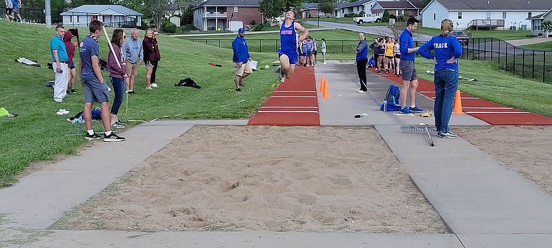 <p>Democrat photo/Kevin Labotka</p><p>California Pintos track athletes competed in the triple jump during the Tri-County Conference meet May 6.</p>