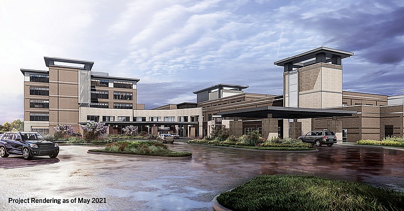 This artist's rendering shows the planned new Wadley Regional Medical Center Hospital to be built in Texarkana, Texas. Hospital executives announced the project during a news conference Tuesday, May 11, 2021.