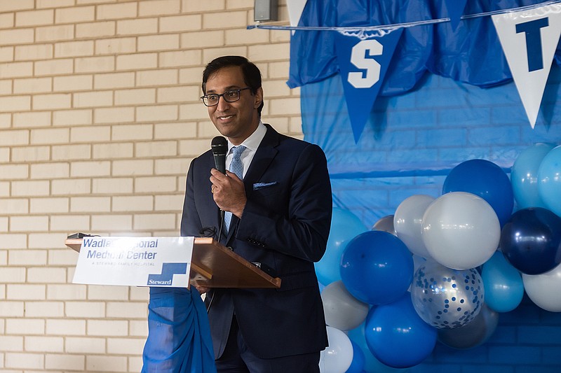 Sanjay Shetty, president of Steward North America, speaks after the announcement that Wadley Regional Medical Center will break ground on its new facility in 100 days.