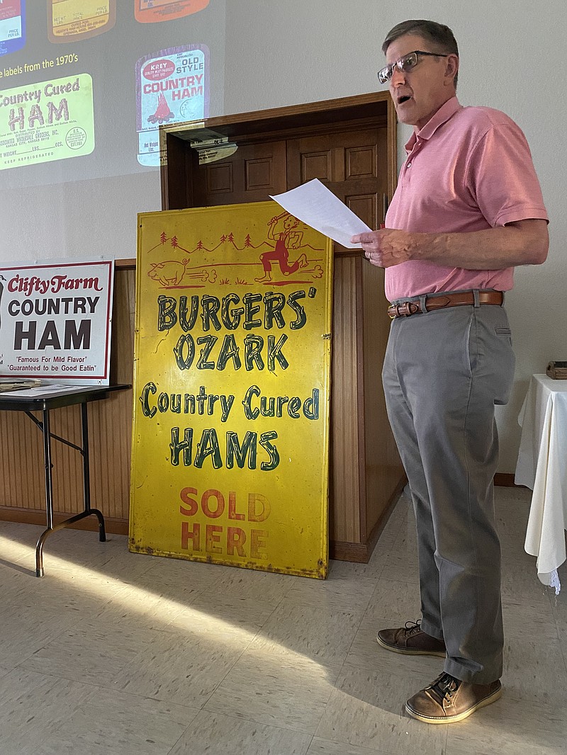 Burgers' Smokehouse president Steven Burger was on hand Monday, May 10, 2021, for the Moniteau County Historical Society's monthly meeting. Burger walked the group through the history of his family's business, from founding to the present day.