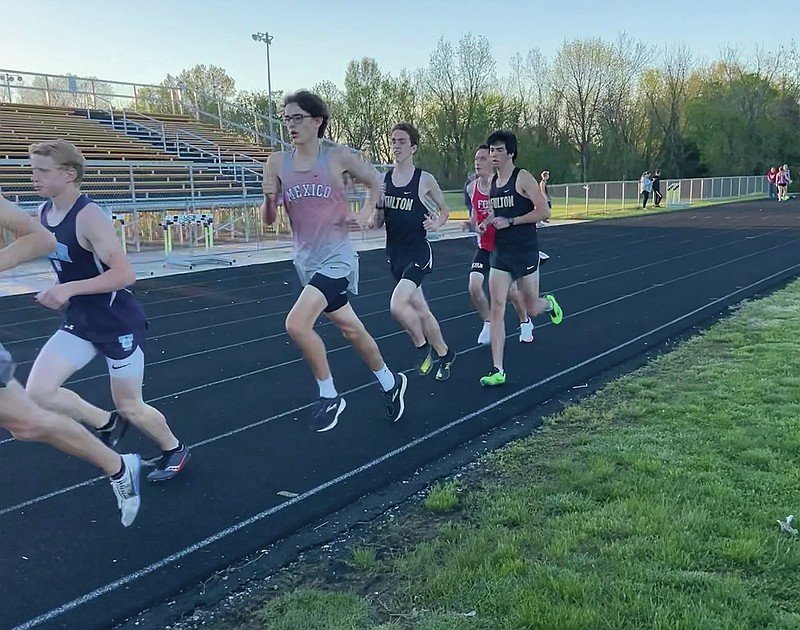 <p>Submitted</p><p>Fulton senior Isaac Avery, right, trails Fulton junior Shaun Wolfe in a meet earlier this year. Avery and Wolfe will be the same team in the 4x800 relay. Fulton took third place in the conference meet and will have the No. 4 seed at districts.</p>