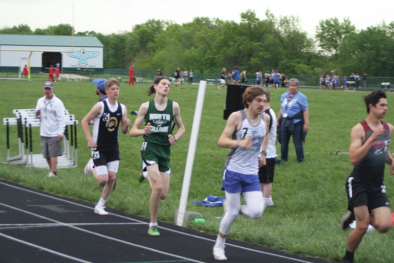 <p>FULTON SUN File</p><p>North Callaway senior Grant Eichman competes in the 800m run May 4 at the EMO Conference Meet at North Callaway. Eichman will be in that race and be part of a relay team at the Class 3 District Meet at Montgomery County.</p>