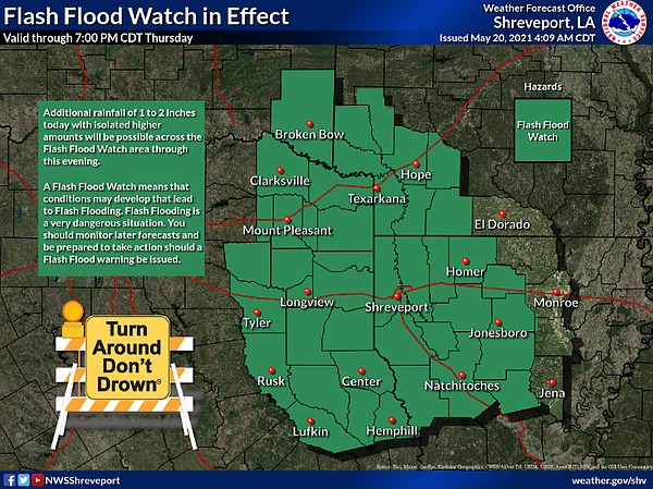 Flash flood watch in effect until 7 p.m. | Texarkana Gazette