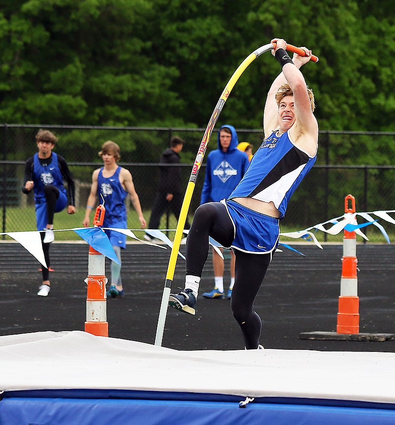 South Callaway's Brendon Mealy competes in the pole vault last Saturday at the Class 2 Sectional 1 meet in Mokane.