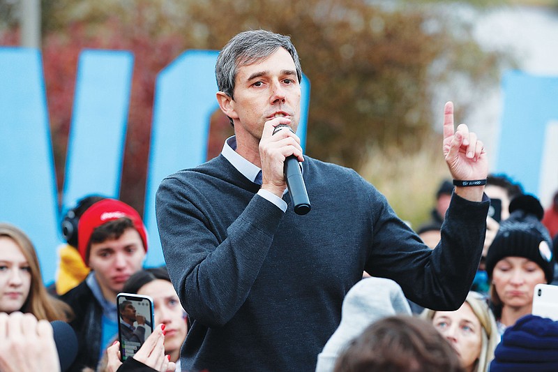 Democratic presidential candidate Beto O'Rourke speaks to supporters Nov. 1, 2019, before the Iowa Democratic Party's Liberty and Justice Celebration in Des Moines, Iowa. Three years after becoming Democrats' breakout star out of Texas, and a year after a short-lived presidential run, O'Roukre is again weighing a campaign, this time for Texas governor.