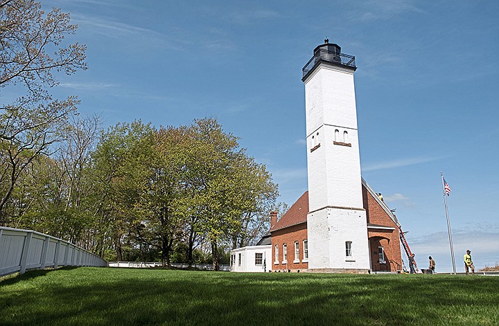 Presque Isle Lightstation, on May 10, 2021, at Presque Isle State Park in Erie, Pa. (Emily Matthews/Pittsburgh Post-Gazette/TNS)