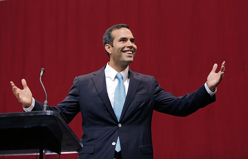 Texas Land Commissioner-elect George P. Bush speaks during the victory party for Texas Attorney General and Republican gubernatorial candidate Greg Abbott on Nov. 4, 2014 in Austin, Texas. (Erich Schlegel/Getty Images/TNS)