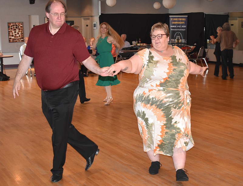 David McSpadden and his wife, Fran Schneider, dance at Sunday's afternoon tea dance and social at Capital Ritz.
