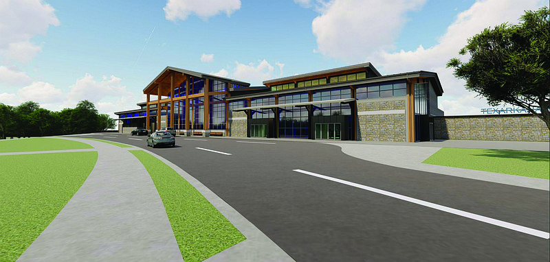 This rendering of the new Texarkana Regional Airport passenger terminal, submitted by the airport's administrative office, shows the building's front. The building, projected to cost $36 million, should be completed by 2024.
