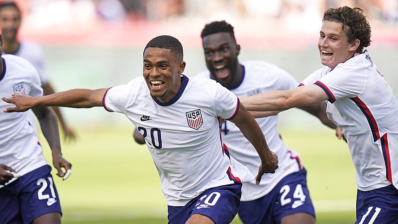 Reggie Cannon celebrates after scoring for the United States against Costa Rica in the second half of Wednesday's international friendly in Sandy, Utah.