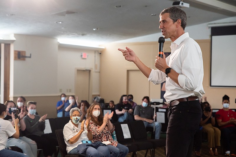 Texas Democrat Beto O'Rourke speak Friday in Texarkana during his Powered by People campaign, making the case for increased voting rights activism. About 50 people showed up at the Twin City Event and Conference Center on Texas Boulevard to participate in the conversation.