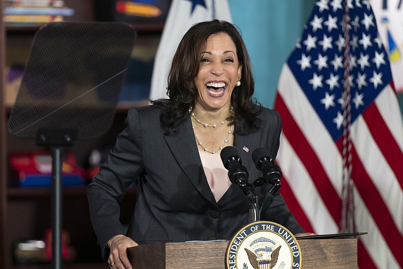 Vice President Kamala Harris speaks about child tax credit during visit at CentroNia, a bilingual early childhood education school in northwest in Washington, Friday, June 11, 2021 . (AP Photo/Manuel Balce Ceneta)