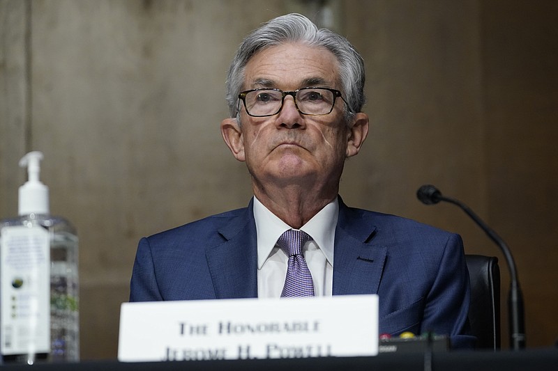 FILE - In this Dec. 1, 2020 file photo, Chairman of the Federal Reserve Jerome Powell appears before the Senate Banking Committee on Capitol Hill in Washington.  The Federal Reserve reports that the U.S. economy grew at a somewhat faster pace from early April to late May despite adverse effects from supply chain disruptions. The Fed’s latest survey of economic conditions around the nation released Wednesday, June 2 2021,  said that several Fed districts reported positive effects on the economy from increased vaccination rates and relaxed social distancing measures.    (AP Photo/Susan Walsh, Pool, File)