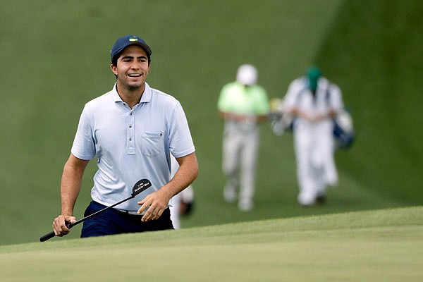 In this April 8, 2019, file photo, Alvaro Ortiz walks up to the seventh green during a practice round for the Masters in Augusta, Ga. Ortiz and his brother, Carlos, will be playing in their first major together at the U.S. Open this week at Torrey Pines in San Diego.