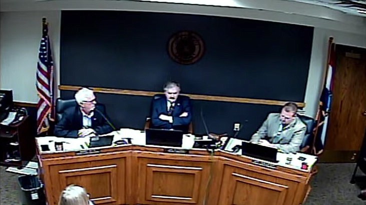 This July 6, 2021 screenshot from a live stream on YouTube shows the Cole County Commission meeting.