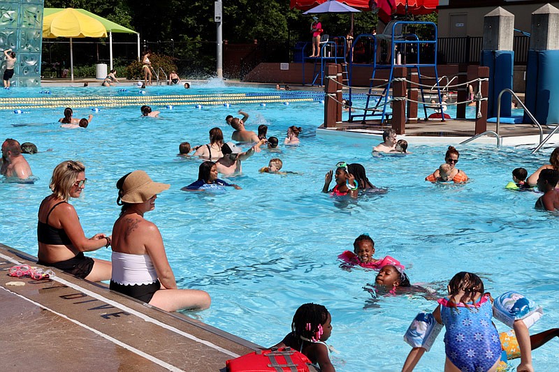 Memorial Park Family Aquatic Center was busy Monday, July 5, 2021, as many people chose to spend their three-day holiday weekend with some fun in the sun.