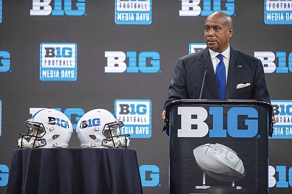 Big Ten commissioner Kevin Warren speaks during a conference media days press conference Thursday in Indianapolis.