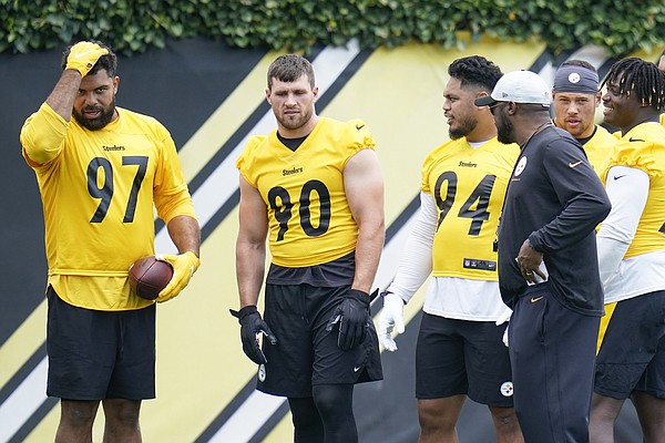 Pittsburgh Steelers linebacker T.J. Watt (90) warms up wearing My