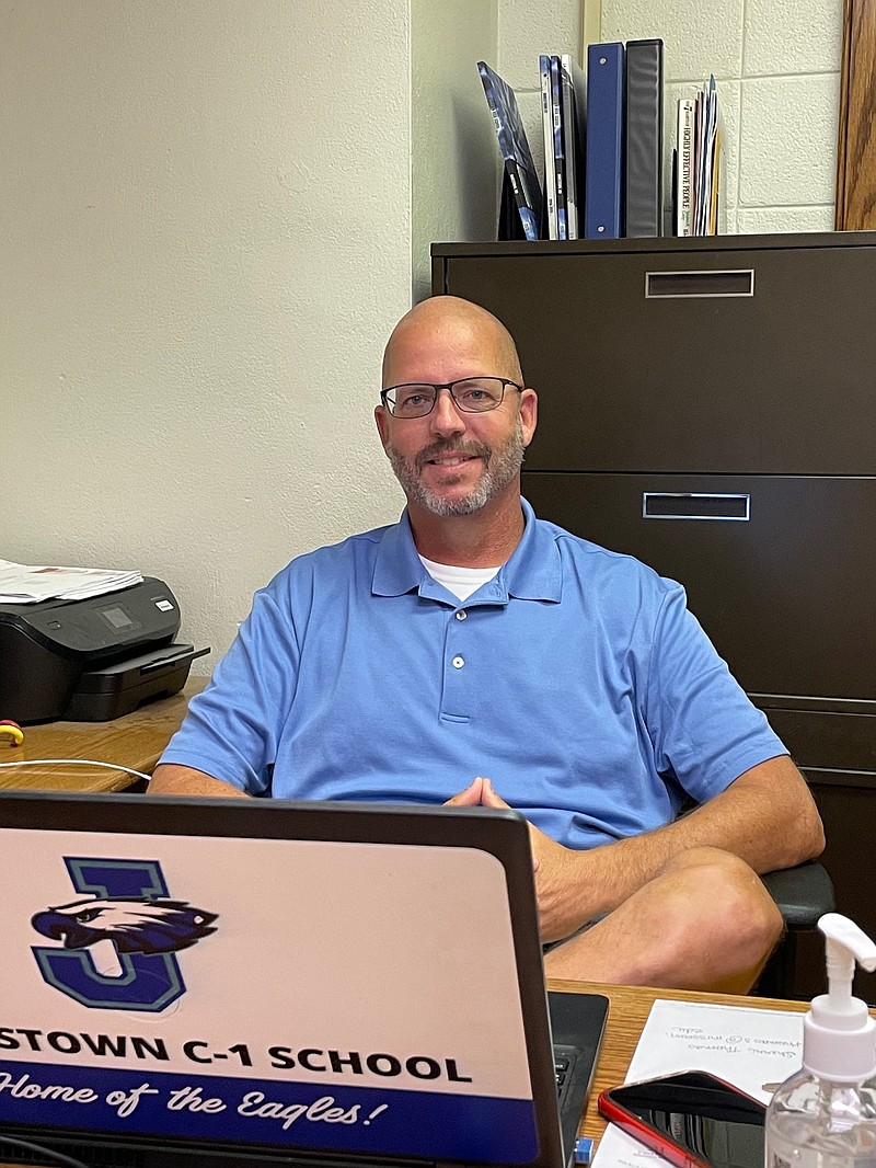 <p>Democrat photo/Kaden Quinn</p><p>Jamestown C-1 School’s new principal, Ralph Martin, prepares for the 2021-22 school year. Martin joins Jamestown with a 22-year career in education under his belt.</p>