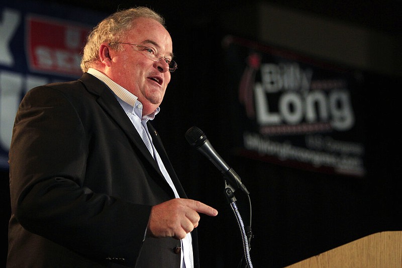 FILE - In this Nov. 2, 2010 file photo, then Missouri Republican Representative-elect Billy Long speaks to supporters at an election-night rally in Springfield, Mo. Long, a conservative from southwestern Missouri, is entering the crowded race for the Republican nomination for U.S. Senate in Missouri. (AP Photo/Jeff Roberson, File)