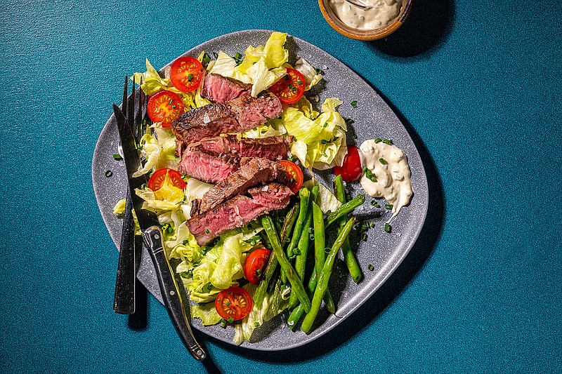 Steak Salad With Blue Cheese Dressing. MUST CREDIT: Photo by Rey Lopez for The Washington Post.