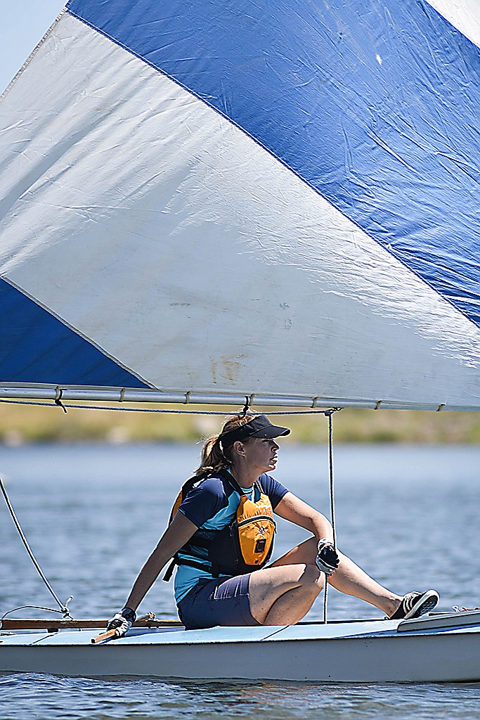 <p>India Garrish/For the FULTON SUN</p><p>A participant in Capital City Sailing Association’s BiSailtennial event glides Saturday across the waters of Binder Lake in Jefferson City. The event featured a parade of boats and a competition under sunny skies.</p>