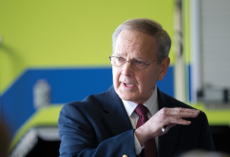 Stephen Luebbert, then-Texarkana Regional Airport director, speaks with local officials in this 2013 file photo. (Staff file photo by Evan Lewis)
