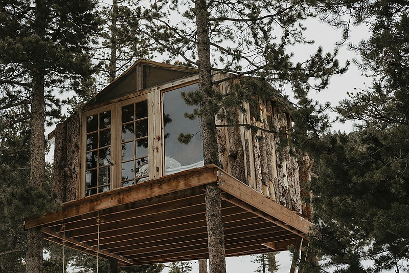 This undated photo provided by Jessica Brookhart shows a treehouse owned by Brookhart in Gold Hill, Colorado. Brookhart bought it recently and occasionally rents it. (Chelsea Beamer via AP)