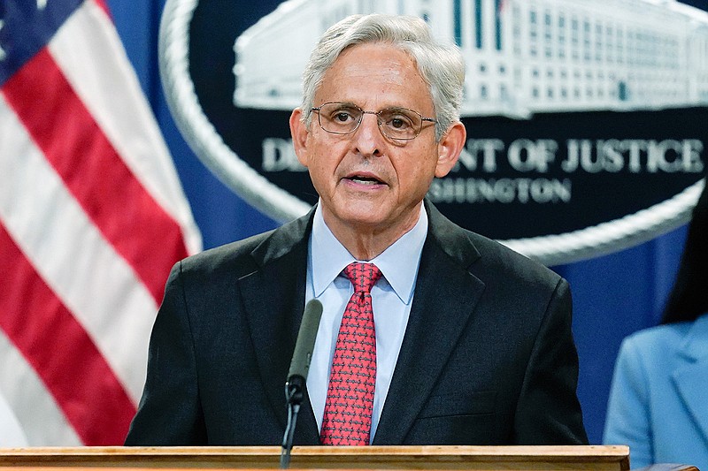 Attorney General Merrick Garland announces a lawsuit to block the enforcement of new Texas law that bans most abortions at the Justice Department in Washington, Thursday, Sept. 9, 2021. (AP Photo/J. Scott Applewhite)