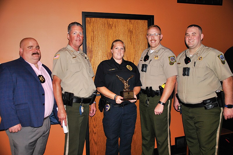 From left, this year's nominees for the 2021 G.W. Law award include Sgt. Ryan Stiffler, Deputy Danny O'Rourke, Detective Crystal Kent, Deputy Jacob Muehring, and Deputy Jonathan Bradley. Kent was the chosen recipient of the award due to her dedication at the Fulton Police Department, and her willingness to live by the Rotary Club's motto, "service above self."