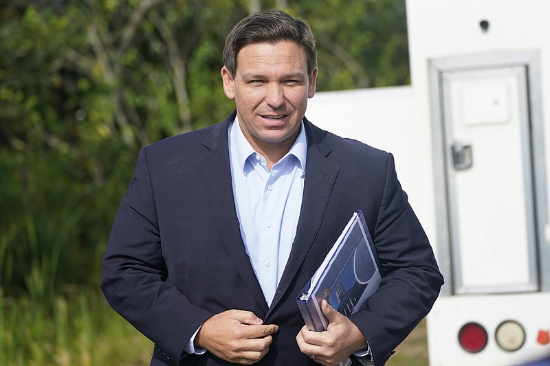 <p>AP File</p><p>Florida Gov. Ron DeSantis arrives at a news conference Aug. 3 near the Shark Valley Visitor Center in Miami. On Sunday, three Republican presidential prospects, including DeSantis, sharply condemned President Joe Biden’s handling of the end of the war in Afghanistan, rebuking the administration’s conduct of the U.S. withdrawal as weak and as emboldening its adversaries.</p>