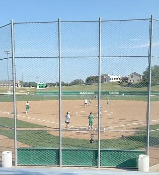 Players get ready Monday, Sept. 13, 2021, at Falcon Athletic Complex in Wardsville for non-conference softball action between Blair Oaks and Fulton.