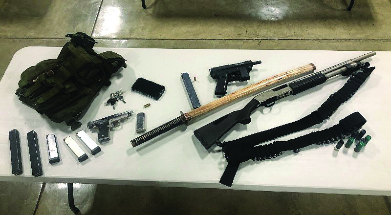 A cache of weapons was reportedly recovered from Aaron Caleb Swenson's 2018 Chevy Silverado. (Submitted photo)
