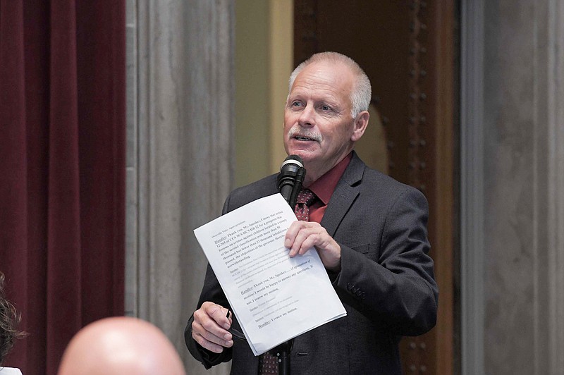 <p>Rep. Randy Pietzman, R-Troy, puts forth a motion to override the veto of Gov. Parson on a section of this year’s budget.</p>