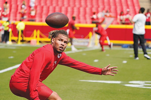 Chiefs safety Tyrann Mathieu goes through drills before last Sunday's game against the Browns at Arrowhead Stadium.
