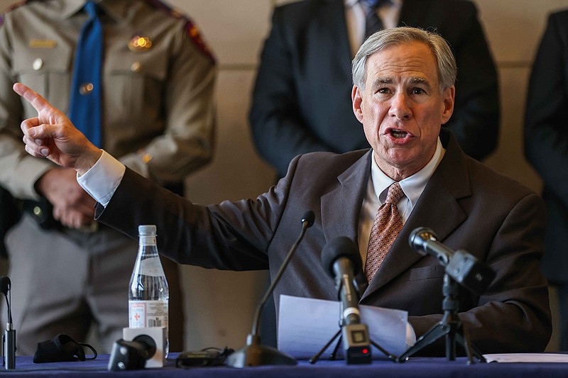 Texas Gov. Greg Abbott speaks during a press conference in Dallas, March 17, 2021. (Lola Gomez/Dallas Morning News/TNS)