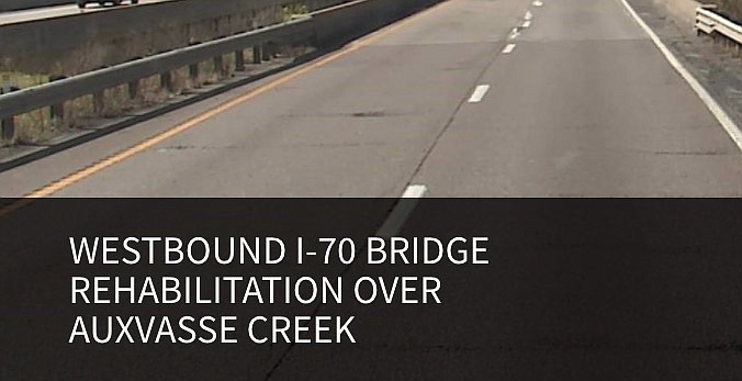 The Missouri Department of Transportation website at https://www.modot.org/AuxvasseCreekBridgeRehab explains a bridge rehabilitation project on I-70 at Auxvasse Creek. (MoDOT website screenshot)