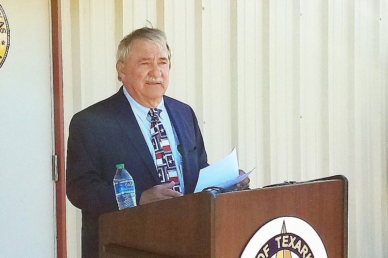 Bowie County, Texas, Judge Bobby Howell speaks Wednesday during a news conference announcing a monoclonal antibody infusion center to treat COVID-19 patients in Nash, Texas. The center will provide free Regeneron antibody treatment to those infected with the coronavirus who meet certain criteria.
