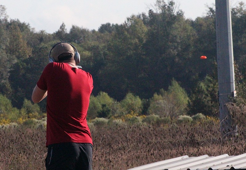 Kade Clinton shoots clays at the range. (Photo courtesy of Clint Edmonds/Redwater High School)
