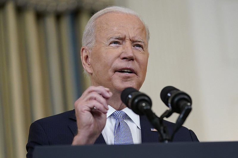 President Joe Biden speaks about the COVID-19 response and vaccinations in the State Dining Room of the White House, Friday, Sept. 24, 2021, in Washington. (AP Photo/Patrick Semansky)