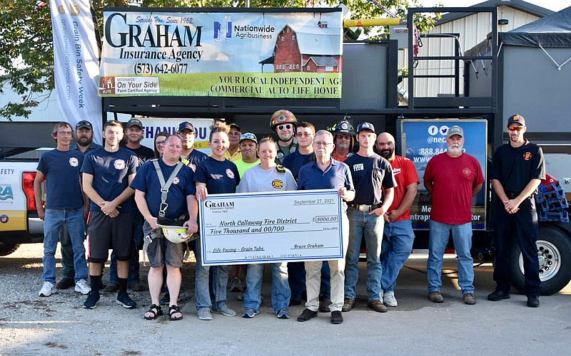 Bruce Graham, of Graham Insurance, donated a grain bin rescue tube to the North Callaway Fire Protection District.