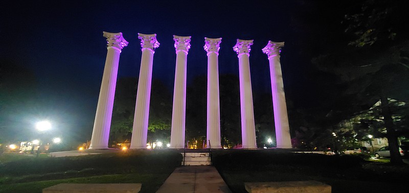 <p>Submitted by Bettina Korte-Sweede</p><p>Westminster’s columns are purple and pink for the month of October to support Domestic Violence Awareness and Breast Cancer Awareness.</p>