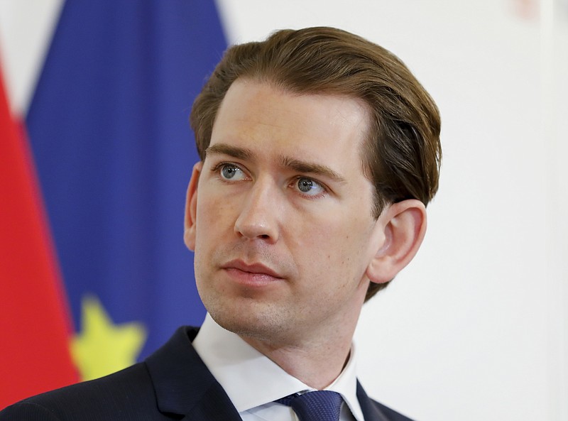 <p>AP File</p><p>Austria’s Chancellor Sebastian Kurz speaks June 11 during a news conference about the results of the business meeting with Lithuanian Prime Minister Ingrida Simonyte in Vienna, Austria. (AP Photo/Lisa Leutner, file)</p>