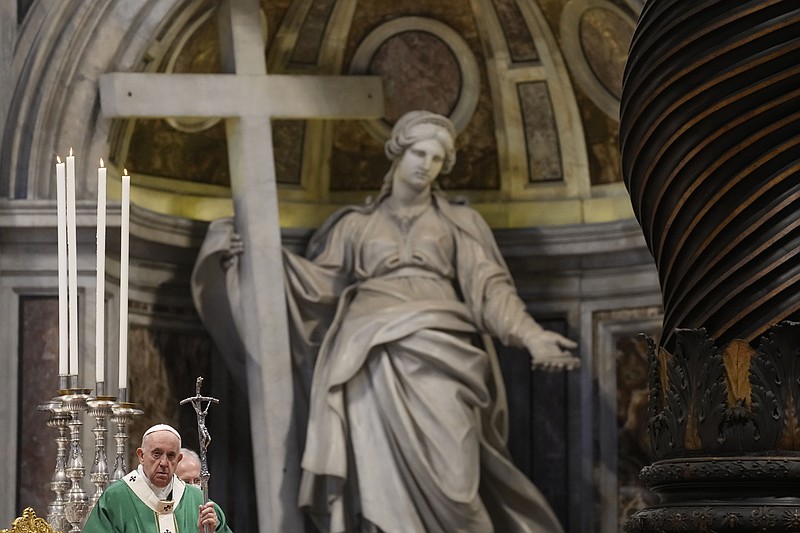 <p>AP File</p><p>Pope Francis holds the pastoral staff as he celebrates a mass Sunday in St. Peter’s Basilica for the opening of the bishop’s synod at the Vatican. A European court ruled Tuesday the Vatican couldn’t be sued in a local court for sexual abuse committed by Catholic priests, affirming it enjoys sovereign immunity and that the misconduct of priests and their superiors cannot be attributed to the Holy See.</p>