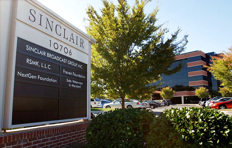 FILE - In this Oct. 12, 2004, file photo, Sinclair Broadcast Group, Inc.'s headquarters stands in Hunt Valley, Md. Sinclair Broadcast Group said Monday, Oct. 18, 2021, that it's suffered a data breach and is still working to determine what information the data contained. The Baltimore company owns and/or operates 21 regional sports network and owns, operates and/or provides services to 185 television stations in 86 markets, including KRCG-TV in Mid-Missouri. (AP Photo/Steve Ruark, File)