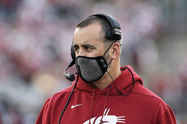 Washington State coach Nick Rolovich watches last Saturday's game against Stanford in Pullman, Wash.