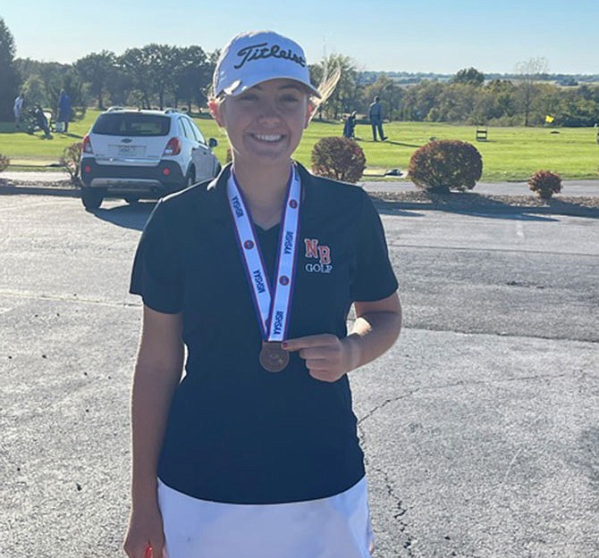 New Bloomfield senior Sylvia Moss moved up six spots to 11th on Tuesday in the Class 1 girls golf state tournament at Silo Ridge Country Club in Bolivar to earn all-state honors. She and her teammate, sophomore Dixie Moss, qualified for the state tournament for the second straight year with Sylvia being all-state both times. Dixie moved up some spots on day two as well from 61st to 55th.