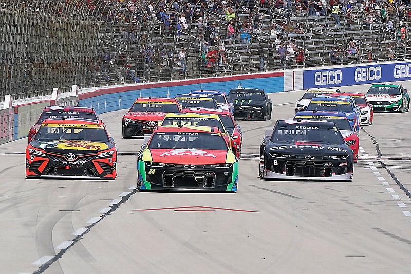 Drivers (from left) Martin Truex Jr., William Byron and Tyler Reddick make their way around the track during last weekend's NASCAR Cup Series race at Texas Motor Speedway in Fort Worth, Texas.