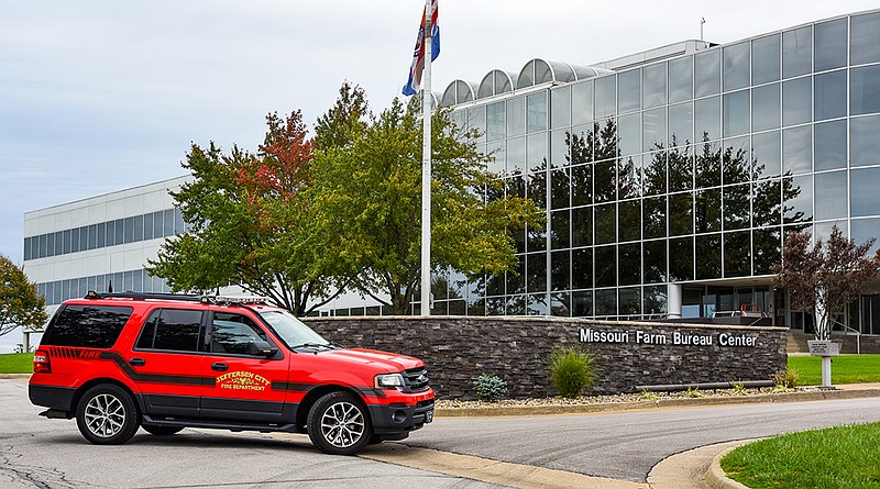 <p>Julie Smith/News Tribune</p><p>The Jefferson City Fire Department responded Monday morning to Missouri Farm Bureau Headquarters after reports of spilled chemicals caused issues with employees. The source of the spill was located and ventilation removed much of the odor.</p>